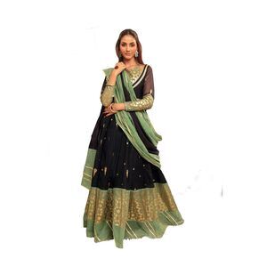 9623 Pakistani Brand Signature Collection- Elegant Blue Khaddi Net Peshwaas